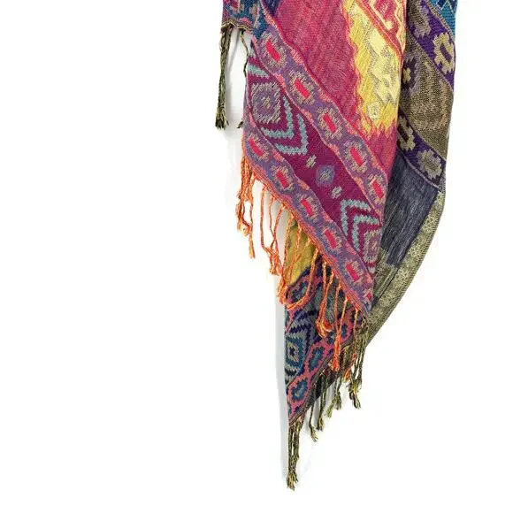 Unbranded Multicolor Tribal Print Woven Vest Womens One Size Waterfall Front - Picture 4 of 5